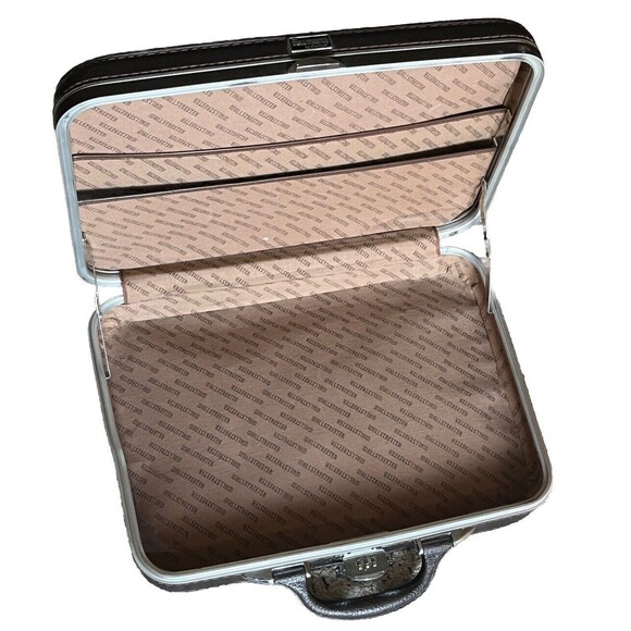 WALLSTREETER Earhart Briefcase Vintage Hard Case Faux Leather Brown Made in USA - Picture 10 of 12